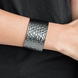 Simmering Shimmer - Black" Gunmetal Cuff Bracelet